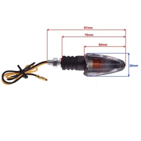 Universal turn signal, black, with clear glass (front right/rear left)