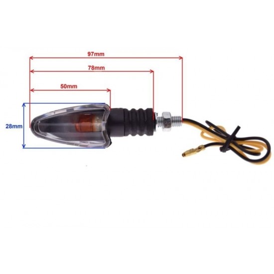Universal turn signal, black, with clear glass (front left/rear right)