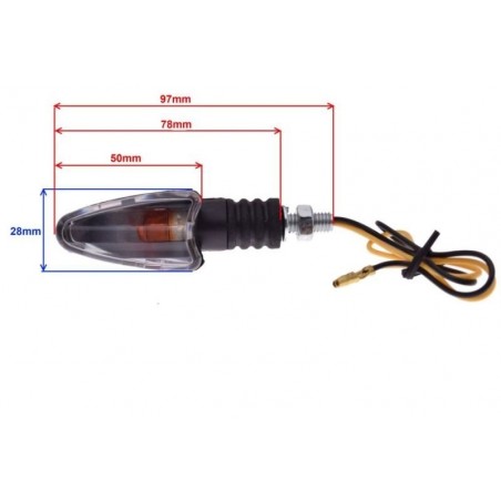 Universal turn signal, black, with clear glass (front left/rear right)