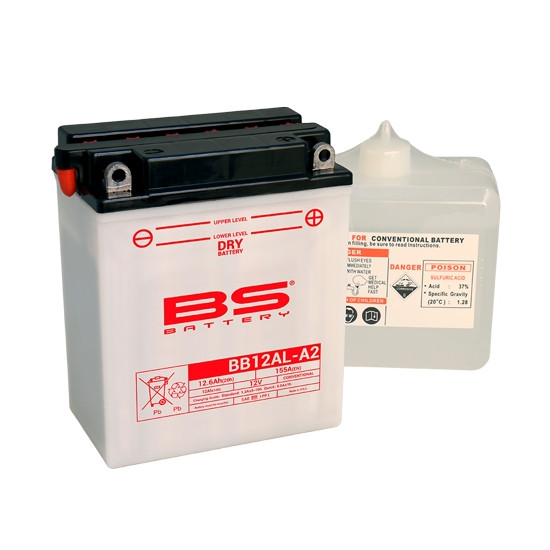 BS battery BB12AL-A2 (YB12AL-A2) 12V 12AH 135X81X161 Electrolyte filling separately (165A) UE2019/1148