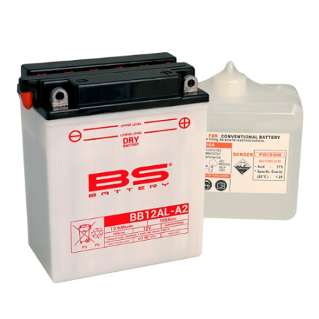 BS battery BB12AL-A2 (YB12AL-A2) 12V 12AH 135X81X161 Electrolyte filling separately (165A) UE2019/1148