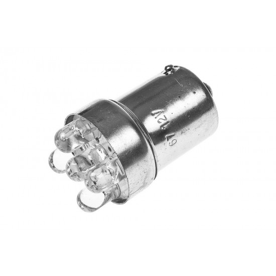 Lemputė BA15S 12V 12x LED, balta