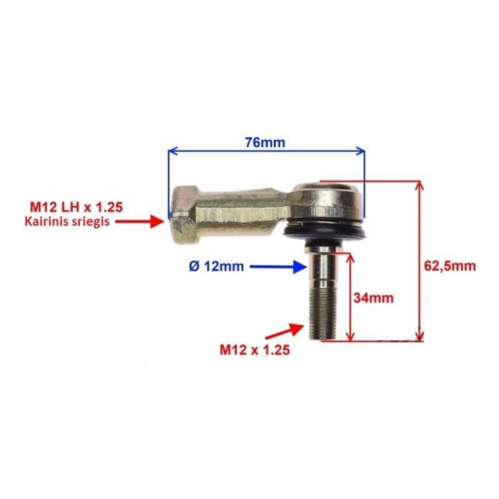 Can-Am / BRP steering rod end, left-hand thread.