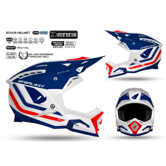 UFO 2022/10 helmet ECHUS color: blue white orange, size: L - UFO collection 2023
