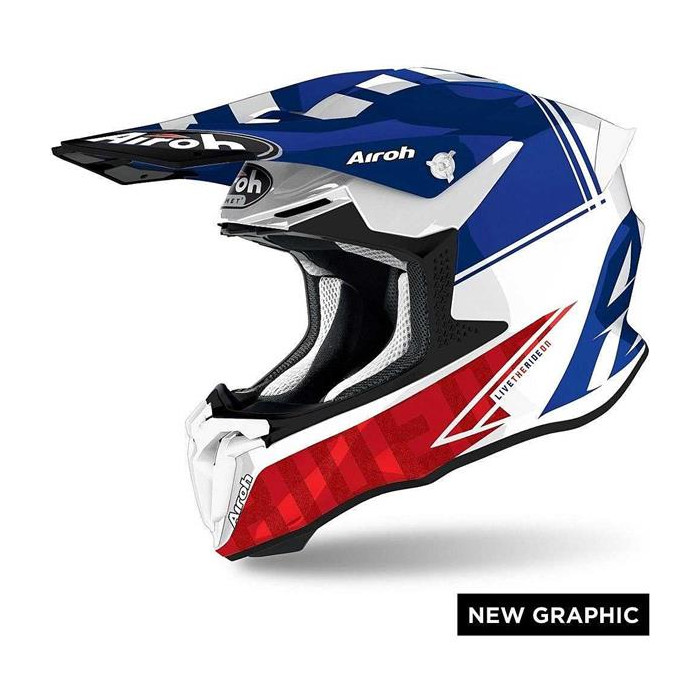 AIROH helmet TWIST 2.0 TECH RED GLOSS color: white/blue/red, size: L