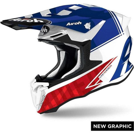 AIROH helmet TWIST 2.0 TECH RED GLOSS color: white/blue/red, size: L