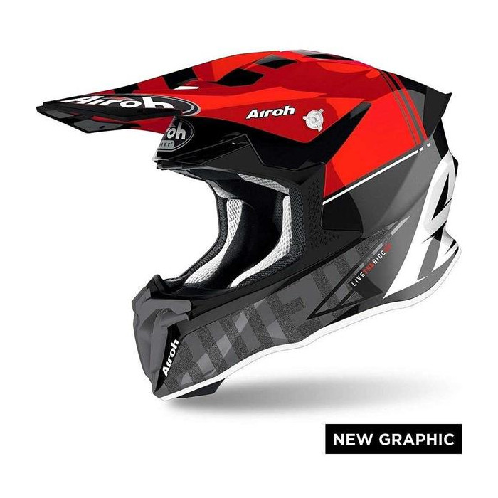 AIROH helmet TWIST 2.0 TECH RED GLOSS color: gray/black/red, size: S