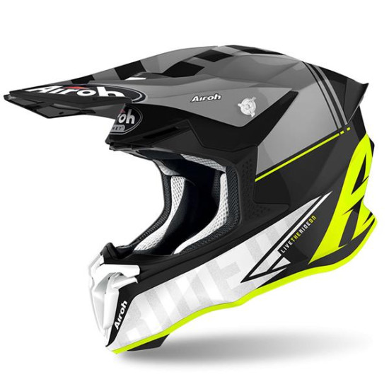 AIROH helmet TWIST 2.0 TECH YELLOW MATT color: white/black/yellow FLUO matte, size: L