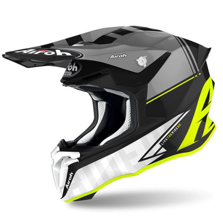 AIROH šalmas TWIST 2.0 TECH YELLOW MATT spalva: balta/juoda/geltona FLUO matinė, dydis: XL