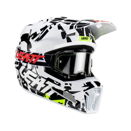 LEATT (2023) šalmas MOTO 3.5 V23 (+ akiniai 4.5 dovanų) HELMET KIT ZEBRA spalva: juoda/balta, dydis: L (59-60 cm)