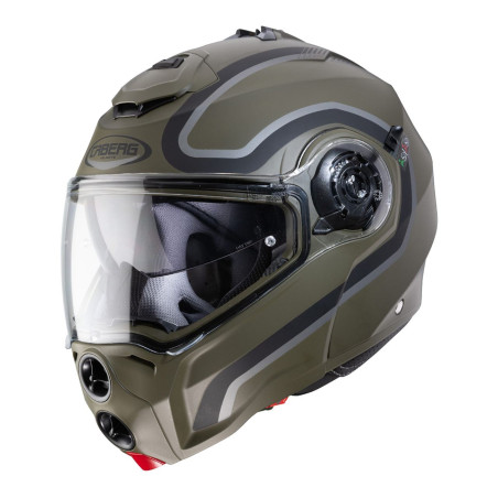 CABERG flip-up helmet, model: DROID (PINLOCK) PURE MATT MILITARY GREEN/BLACK color: green matte/black/gray, size: S