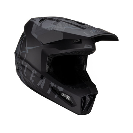 LEATT (2023) šalmas MOTO 2.5 V23 HELMET STEALTH spalva: juoda, dydis: XS (53-54 cm)