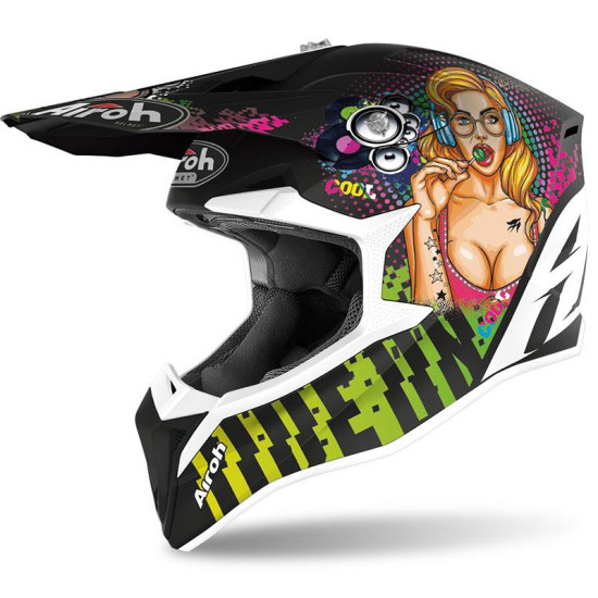 AIROH helmet, model: WRAAP JUNIOR/KID/children's PIN-UP MATT color: pink/green/black matte, size: XS