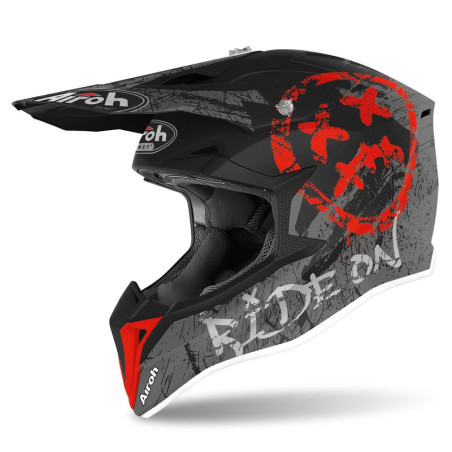 AIROH helmet, model: WRAAP JUNIOR/KID/children's SMILE RED MATT color: gray/black/matte red, size: XS