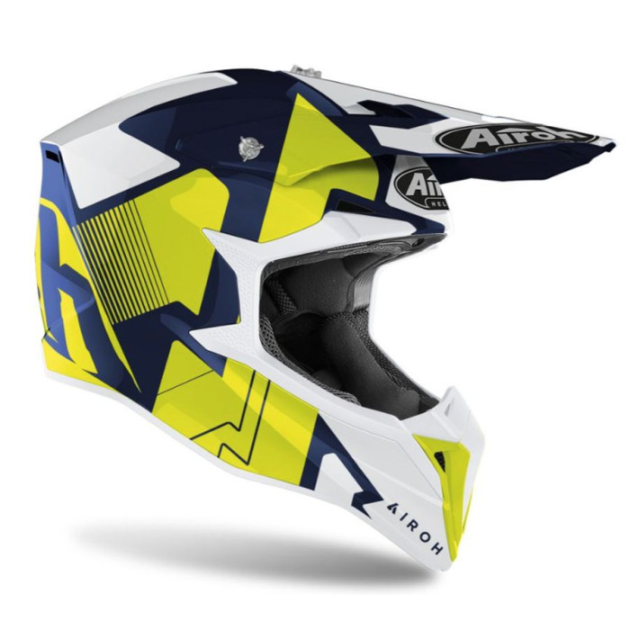 AIROH helmet WRAAP RAZE BLUE GLOSS color: blue/yellow FLUO/white, size: XS
