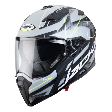 CABERG helmet with integrated goggles, model: JACKAL TECHNO MATT BLACK/ANTHRACITE/YELLOW FLUO color: matte black/gray/yellow