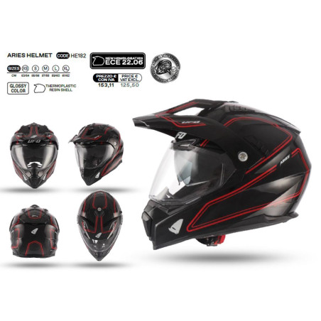 UFO 2022/10 helmet with integrated goggles, color: black red, size: XL - UFO collection 2023