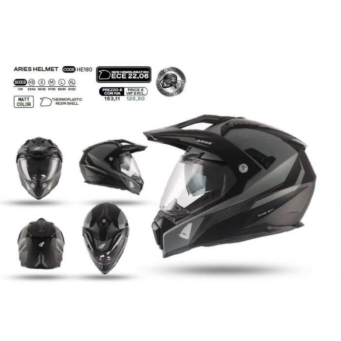 UFO 2022/10 helmet with integrated goggles, color: black gray, size: L - UFO collection 2023