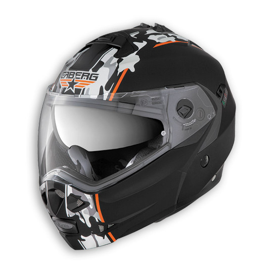 CABERG flip-up helmet, model: DUKE (PINLOCK) COMMANDER color: black/CAMOUFLAGE, size: XS )