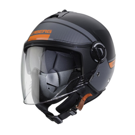 CABERG open face helmet, model: RIVIERA V4 ELITE color: black matte/gray/orange FLUO, size: S