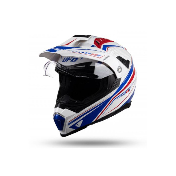 UFO helmet OFFROAD DUAL ARIES TOURER white red blue, size: XL - UFO collection 2022