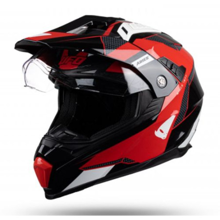 UFO šalmas OFFROAD DUAL ARIES TOURER raudona juoda, dydis: M - UFO kolekcija 2022
