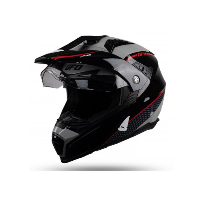 UFO helmet OFFROAD DUAL ARIES TOURER gray red black, size: S - UFO collection 2022