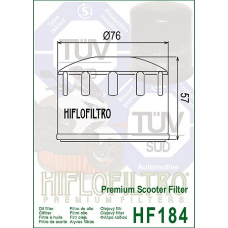 Piaggio / Aprilia / Derbi / Gilera oil filter (HF184)