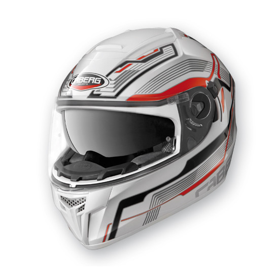 CABERG helmet with integrated goggles, model: EGO (PINLOCK) STREAMLINE color: white/red, size: XL