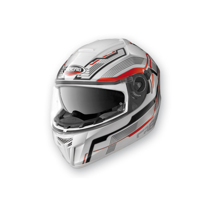 CABERG helmet with integrated goggles, model: EGO (PINLOCK) STREAMLINE color: white/red, size: XL