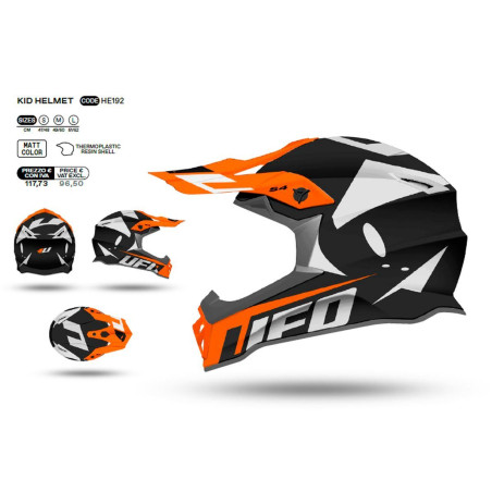 UFO 2022/10 helmet JUNIOR (children's) CROSS / ENDURO color: black orange FLUO white, size: M - UFO collection 2023