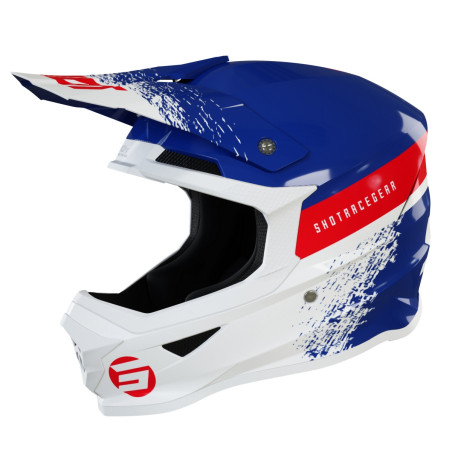 SHOT RACING (2022) šalmas MOTO vaikiškas/JUNIOR FURIOUS KID ROLL NAVY WHITE RED GLOSSY spalva: mėlyna/balta/raudona, dydis: YS