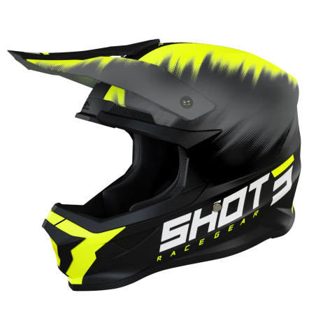 SHOT RACING (2022) šalmas MOTO FURIOUS VERSUS NEON YELLOW MATT spalva: juoda/pilka/geltona NEON, dydis: L
