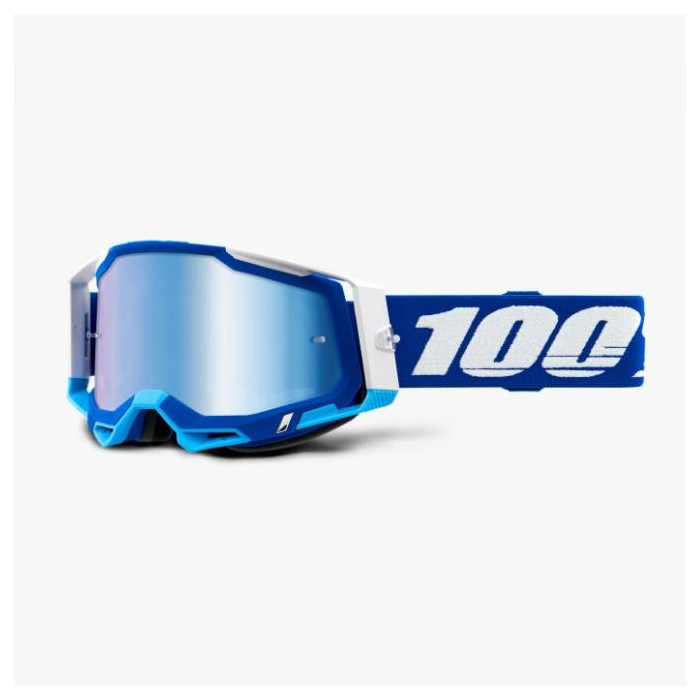 100 PERCENT (2022) FA20 RACECRAFT 2 GOGGLE BLUE - MIRROR BLUE LENS goggles RACECRAFT 2 color: blue/white lens blue ve