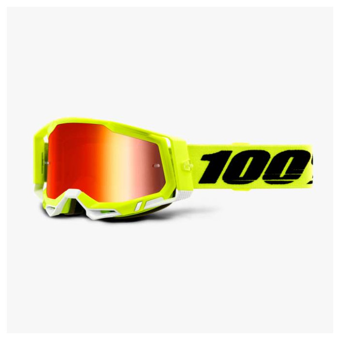 100 PERCENT (2022) FA20 RACECRAFT 2 GOGGLE YELLOW - MIRROR RED LENS goggles RACECRAFT 2 color: yellow FLUO lens red