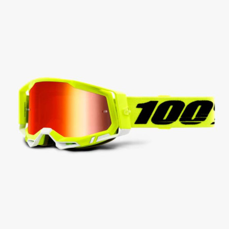 100 PERCENT (2022) FA20 RACECRAFT 2 GOGGLE YELLOW - MIRROR RED LENS goggles RACECRAFT 2 color: yellow FLUO lens red