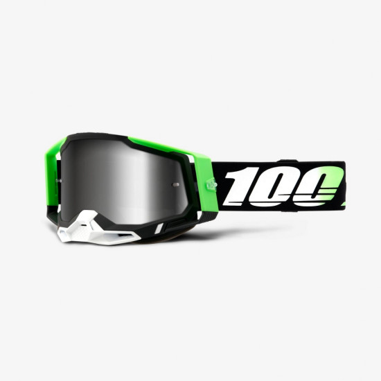 100 PERCENT (2022) FA21 glasses RACECRAFT 2 CALCUTTA - MIRROR SILVER LENS color: black/green/white mirror lens