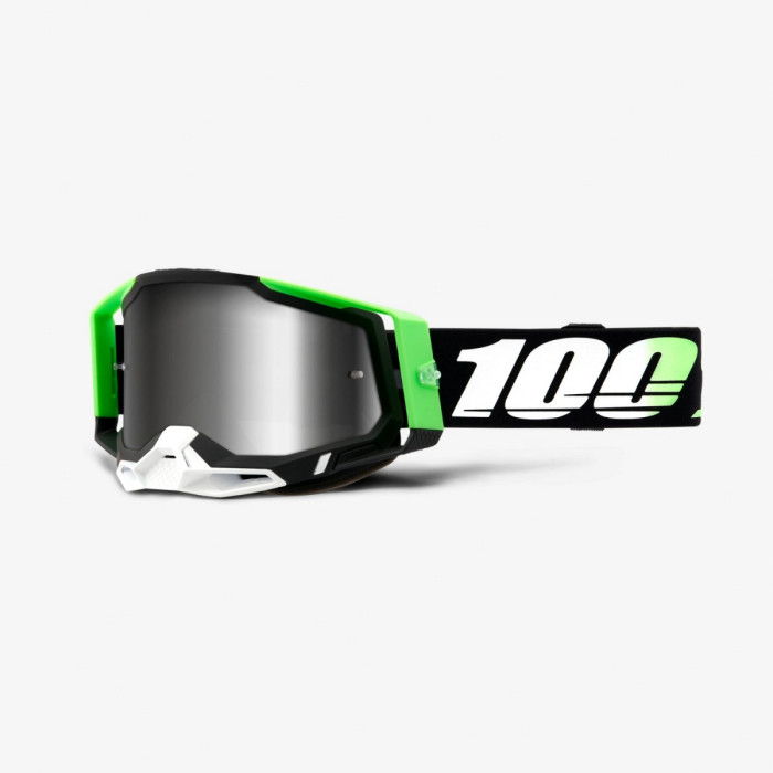 100 PERCENT (2022) FA21 glasses RACECRAFT 2 CALCUTTA - MIRROR SILVER LENS color: black/green/white mirror lens