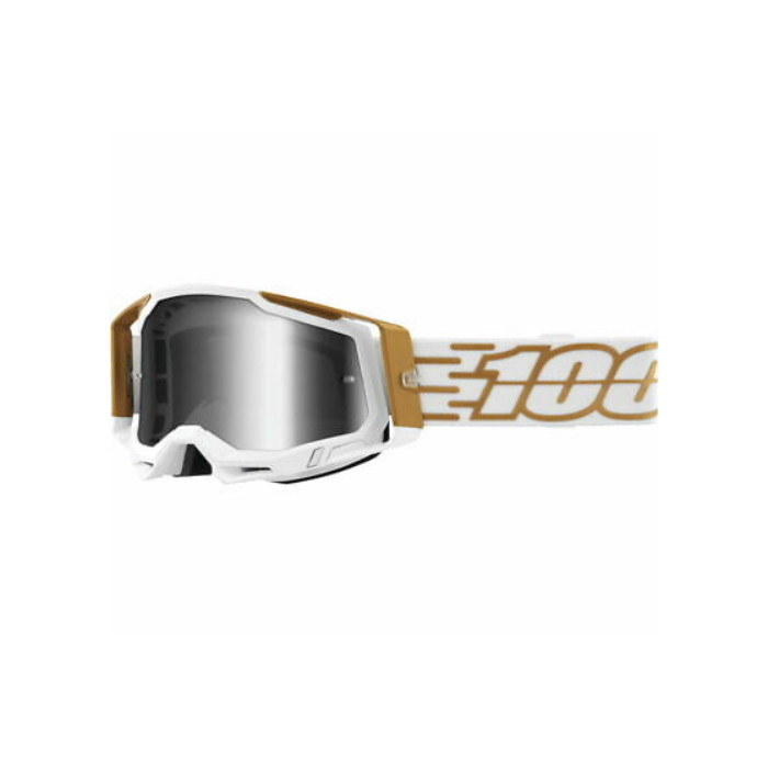 100 PERCENT (2022) RACECRAFT 2 GOGGLE MAYFAIR - MIRROR SILVER LENS - RACECRAFT 2 goggles color: white/gold mirror lens