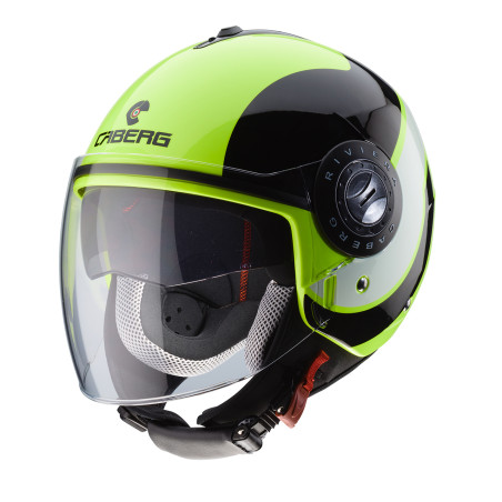 CABERG open face helmet, model: RIVIERA V3 SWAY color: black/yellow FLUO, size: XS