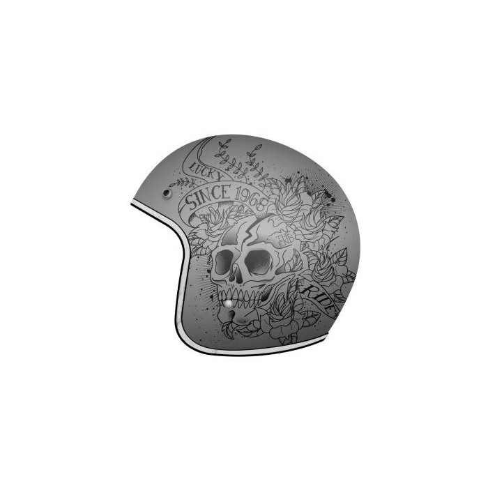 MT open face helmet LE MANS 2 SKULLROSES color: matte gray/black, size: S