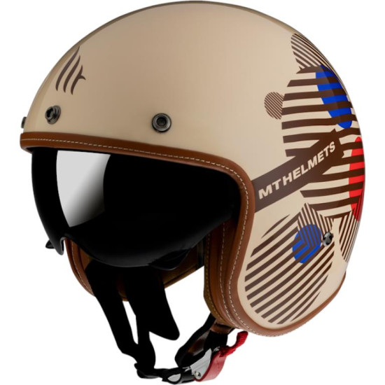 MT open face helmet LE MANS 2 ZERO D5 GLOSS RED color: brown/brown/red, size: L