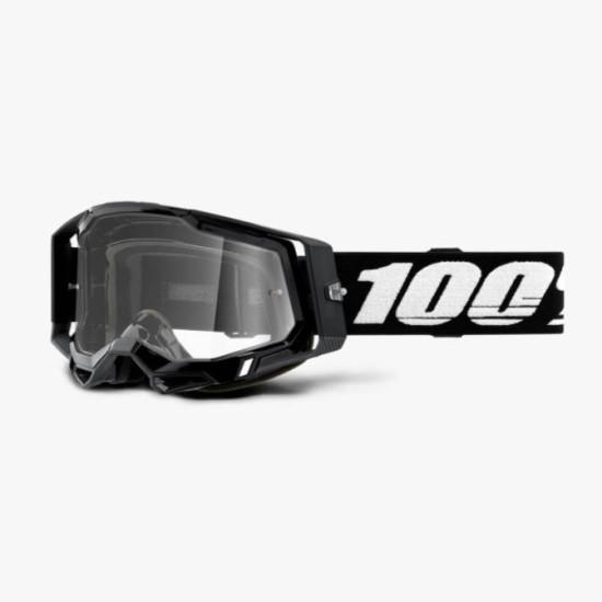 100 PERCENT (2022) FA20 RACECRAFT 2 GOGGLE BLACK - CLEAR LENS goggles RACECRAFT 2 color: black, lens: clear, old code