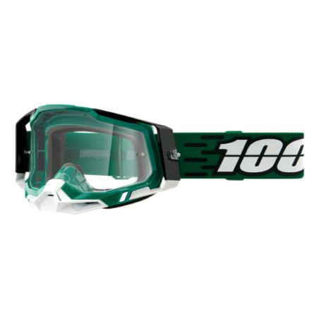 100 PROCENT (2022) FA20 RACECRAFT 2 GOGGLE MILORI - CLEAR LENS - akiniai RACECRAFT 2 spalva: žalia/balta/juoda, stiklas: skaidru