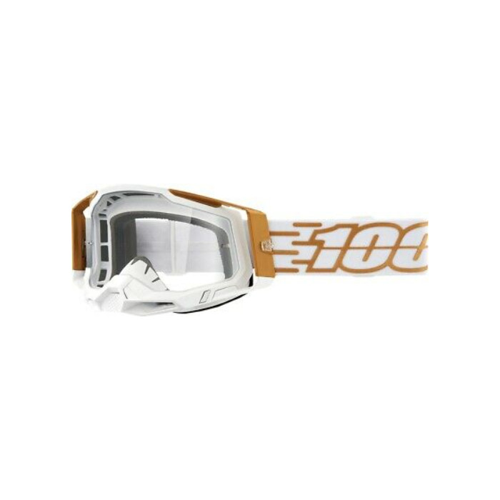 100 PERCENT (2022) SP21 RACECRAFT 2 GOGGLE MAYFAIR - CLEAR LENS - RACECRAFT 2 goggles color: white/gold, lens: clear