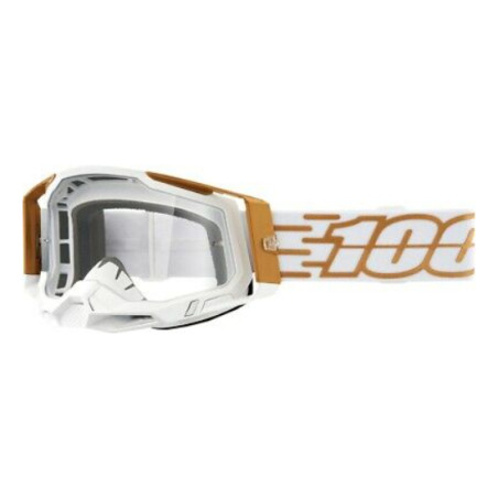 100 PROCENT (2022) SP21 RACECRAFT 2 GOGGLE MAYFAIR - CLEAR LENS - akiniai RACECRAFT 2 spalva: balta/auksinė, stiklas: skaidrus