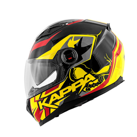 KAPPA šalmas KV27 DENVER SKULL su integruotais akiniais spalva: juoda / geltona / raudona 58/M