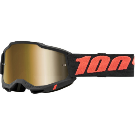100 PROCENT (2022) FA21 akiniai ACCURI 2 BOREGO - TRUE GOLD LENS spalva: juoda/raudona stikliukas auksinė veidrodinė