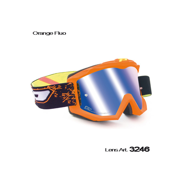 PROGRIP glasses PG3204 SHINY SIDE color: orange FLUO ( PG3249 blue mirror ) (PG3204/15ORF) (3204-15 FL)
