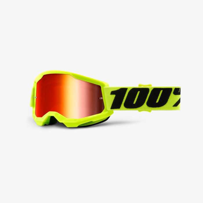 100 PERCENT (2022) FA20 STRATA 2 YOUTH GOGGLE YELLOW - MIRROR RED LENS - STRATA 2 JUNIOR goggles for children, color: yellow FLU